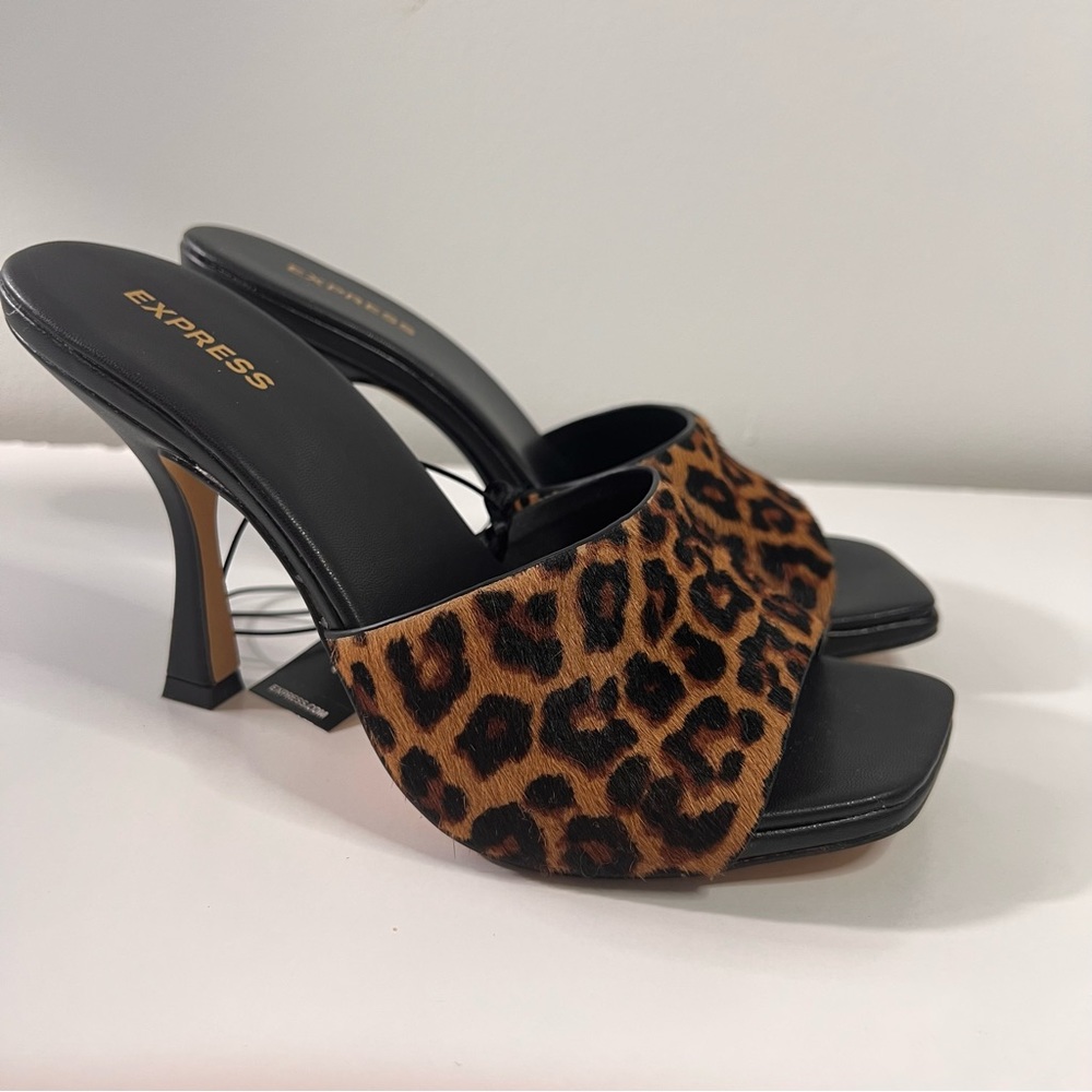 Express Square Toe Haircalf Heeled Sandals